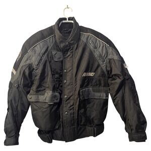 Rhyno Motorcycle Jacket Men's M Black Riding‎ Padded Racing Biker Coat